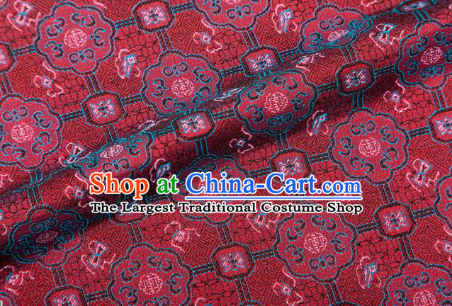 Chinese Classical Bats Pattern Design Red Song Brocade Silk Fabric Tapestry Material Asian Traditional DIY Cheongsam Dress Satin Damask