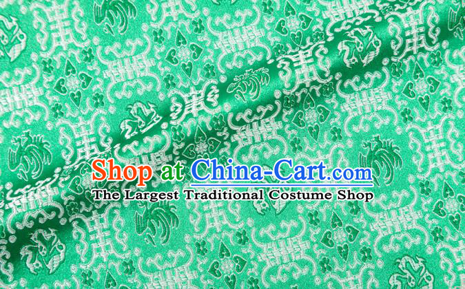 Chinese Classical Monster Pattern Design Green Brocade Silk Fabric Tapestry Material Asian Traditional DIY Qipao Dress Satin Damask