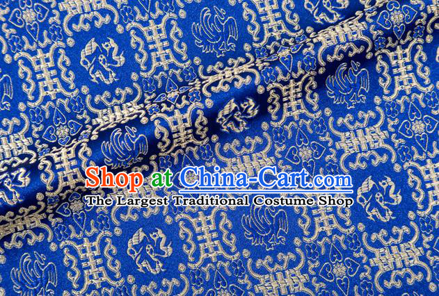 Chinese Classical Monster Pattern Design Deep Blue Brocade Silk Fabric Tapestry Material Asian Traditional DIY Qipao Dress Satin Damask