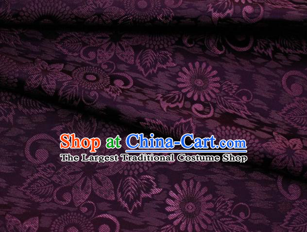 Chinese Classical Sunflowers Pattern Design Purple Brocade Silk Fabric Tapestry Material Asian Traditional DIY Mongolian Clothing Satin Damask