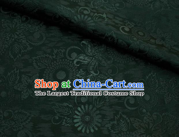 Chinese Classical Sunflowers Pattern Design Atrovirens Brocade Silk Fabric Tapestry Material Asian Traditional DIY Mongolian Clothing Satin Damask