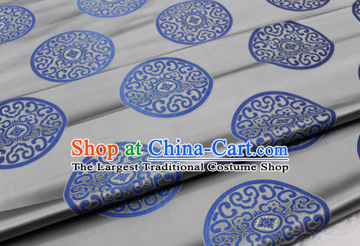Chinese Tang Suit Classical Round Pattern Design Grey Brocade Asian Traditional Tapestry Material DIY Satin Damask Mongolian Robe Silk Fabric