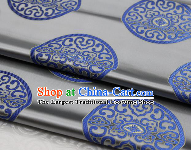 Chinese Tang Suit Classical Round Pattern Design Grey Brocade Asian Traditional Tapestry Material DIY Satin Damask Mongolian Robe Silk Fabric