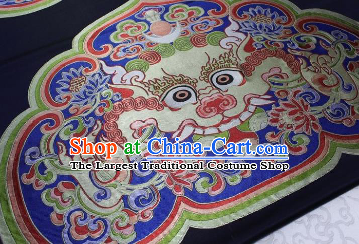 Chinese Buddhism Classical Dragon Pattern Design Black Brocade Asian Traditional Tapestry Material DIY Satin Damask Tibetan Silk Fabric