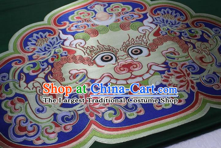 Chinese Buddhism Classical Dragon Pattern Design Atrovirens Brocade Asian Traditional Tapestry Material DIY Satin Damask Tibetan Silk Fabric