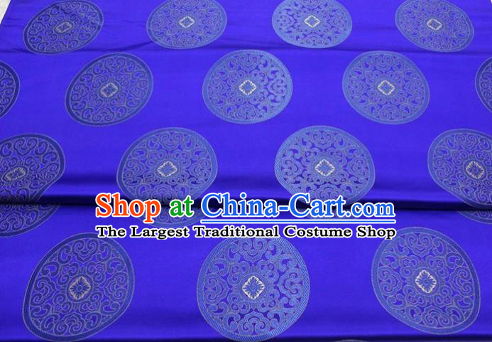 Chinese Tang Suit Classical Round Pattern Design Royalblue Brocade Asian Traditional Tapestry Material DIY Satin Damask Mongolian Robe Silk Fabric