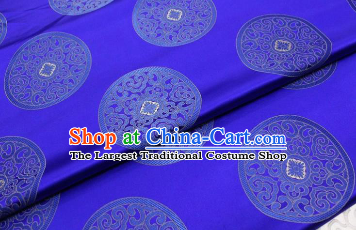 Chinese Tang Suit Classical Round Pattern Design Royalblue Brocade Asian Traditional Tapestry Material DIY Satin Damask Mongolian Robe Silk Fabric