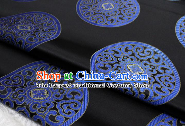 Chinese Tang Suit Classical Round Pattern Design Black Brocade Asian Traditional Tapestry Material DIY Satin Damask Mongolian Robe Silk Fabric