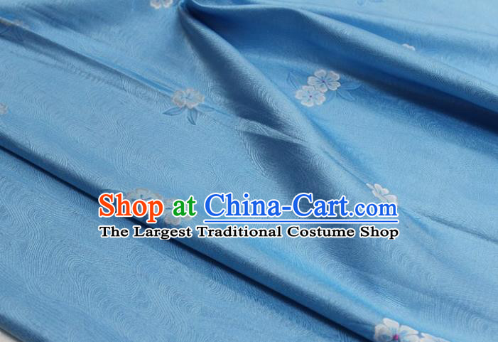 Chinese Classical Blossom Pattern Design Light Blue Brocade Silk Fabric DIY Satin Damask Asian Traditional Qipao Dress Tapestry Material
