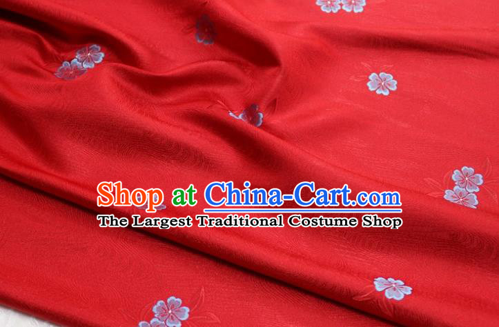 Chinese Classical Blossom Pattern Design Red Brocade Silk Fabric DIY Satin Damask Asian Traditional Qipao Dress Tapestry Material