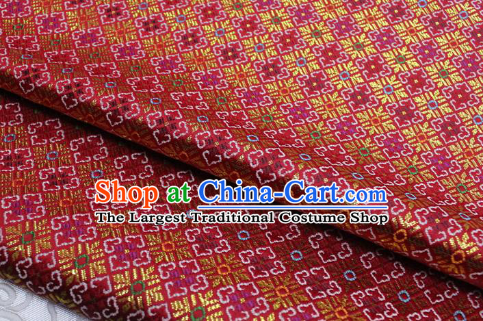 Red Chinese Classical Pattern Design Brocade Mongolian Robe Silk Fabric DIY Satin Damask Asian Traditional Tapestry Material