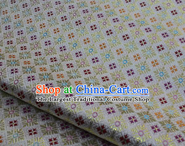 White Chinese Classical Pattern Design Brocade Mongolian Robe Silk Fabric DIY Satin Damask Asian Traditional Tapestry Material