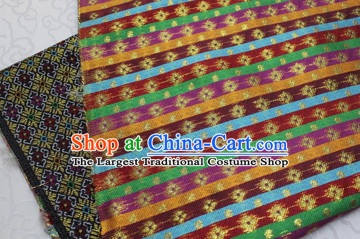 Black Chinese Classical Pattern Design Brocade Mongolian Robe Silk Fabric DIY Satin Damask Asian Traditional Tapestry Material