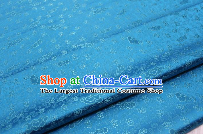 Chinese Classical Cloud Blossom Pattern Design Blue Brocade Mongolian Robe Asian Traditional Tapestry Material Silk Fabric DIY Satin Damask