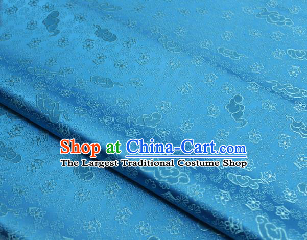 Chinese Classical Cloud Blossom Pattern Design Blue Brocade Mongolian Robe Asian Traditional Tapestry Material Silk Fabric DIY Satin Damask
