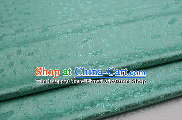 Chinese Classical Cloud Blossom Pattern Design Green Brocade Mongolian Robe Asian Traditional Tapestry Material Silk Fabric DIY Satin Damask