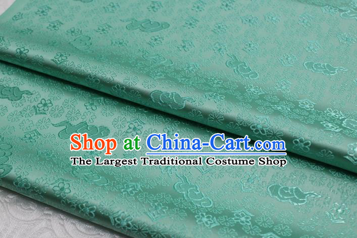 Chinese Classical Cloud Blossom Pattern Design Green Brocade Mongolian Robe Asian Traditional Tapestry Material Silk Fabric DIY Satin Damask
