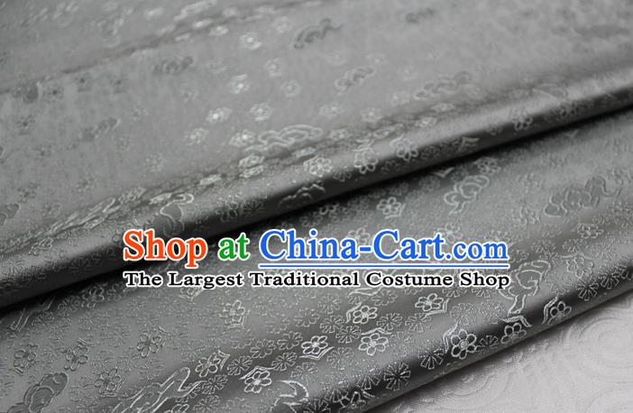 Chinese Classical Cloud Blossom Pattern Design Gray Brocade Mongolian Robe Asian Traditional Tapestry Material Silk Fabric DIY Satin Damask