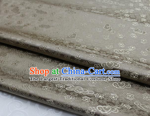 Chinese Classical Cloud Blossom Pattern Design Deep Grey Brocade Mongolian Robe Asian Traditional Tapestry Material Silk Fabric DIY Satin Damask
