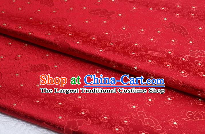 Chinese Classical Cloud Blossom Pattern Design Red Brocade Mongolian Robe Asian Traditional Tapestry Material Silk Fabric DIY Satin Damask