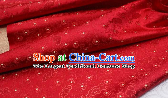 Chinese Classical Cloud Blossom Pattern Design Red Brocade Mongolian Robe Asian Traditional Tapestry Material Silk Fabric DIY Satin Damask