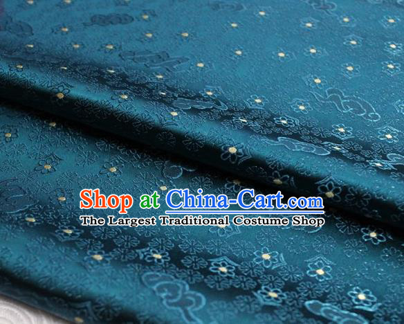 Chinese Classical Cloud Blossom Pattern Design Teal Brocade Mongolian Robe Asian Traditional Tapestry Material Silk Fabric DIY Satin Damask