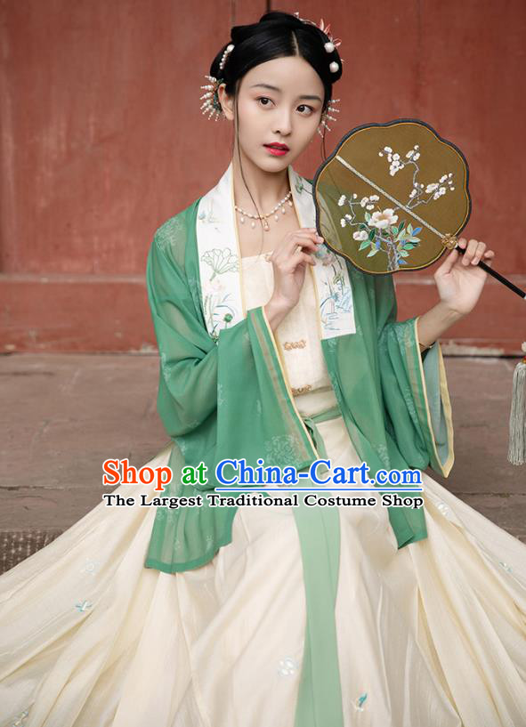 Traditional Chinese Ming Dynasty Country Female Hanfu Apparels Ancient Village Lady Blouse and Skirt Civilian Historical Costumes Full Set
