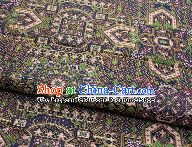 Chinese Classical Pattern Design Navy Nanjing Brocade Asian Traditional Tapestry Mongolian Robe Material DIY Satin Damask Silk Fabric