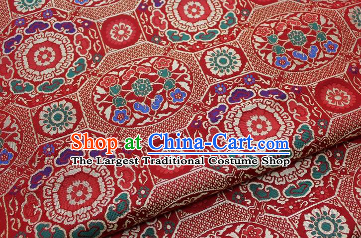 Chinese Classical Pattern Design Red Nanjing Brocade Asian Traditional Tapestry Mongolian Robe Material DIY Satin Damask Silk Fabric