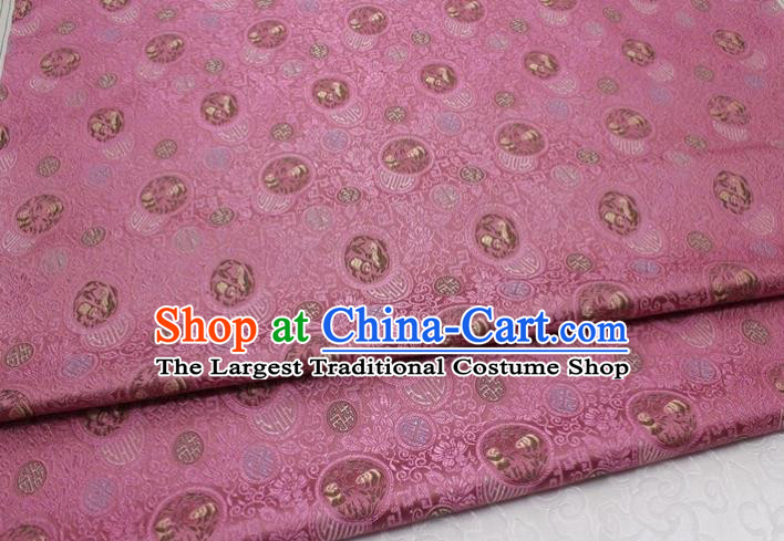 Chinese Qipao Dress Classical Panda Pattern Design Pink Nanjing Brocade Asian Traditional Tapestry Material DIY Satin Damask Silk Fabric