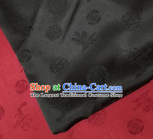 Top Quality Chinese Classical Dragon Phoenix Pattern Red Silk Material Traditional Asian Hanfu Dress Jacquard Cloth Traditional Satin Fabric