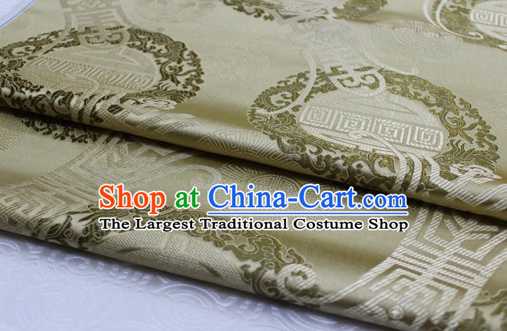 Chinese Mongolian Robe Classical Pattern Design Khaki Brocade Asian Traditional Tapestry Material DIY Satin Damask Silk Fabric