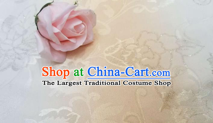 Top Quality Chinese Classical Osmanthus Pattern White Silk Material Traditional Asian Hanfu Dress Jacquard Cloth Traditional Satin Fabric