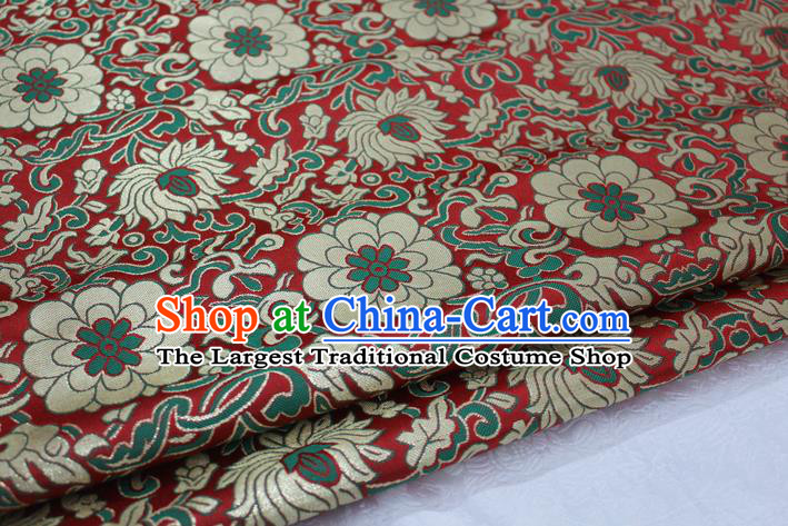 Chinese Mongolian Robe Classical Chrysanthemum Pattern Design Dark Red Brocade Asian Traditional Tapestry Material DIY Satin Damask Silk Fabric