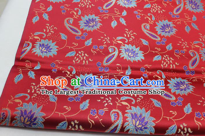 Chinese Mongolian Robe Classical Dandelion Pattern Design Red Brocade Asian Traditional Tapestry Material DIY Satin Damask Silk Fabric