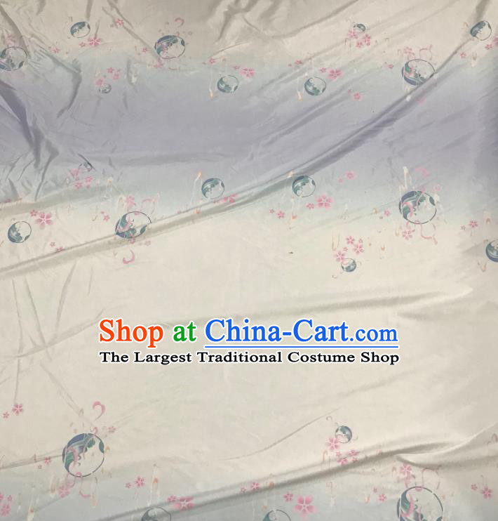 Chinese Hanfu Dress Traditional Plum Wave Pattern Design Satin Fabric Silk Material Traditional Asian Tapestry