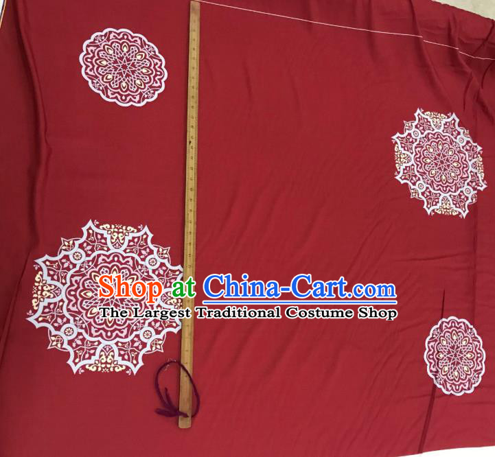 Chinese Hanfu Dress Traditional Pattern Design Red Crepe Fabric Silk Material Traditional Asian Linen Tapestry