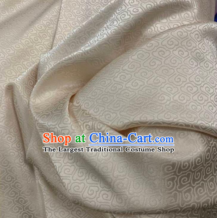 Chinese Hanfu Dress Traditional Cloud Pattern Design Beige Satin Fabric Silk Material Traditional Asian Brocade Tapestry