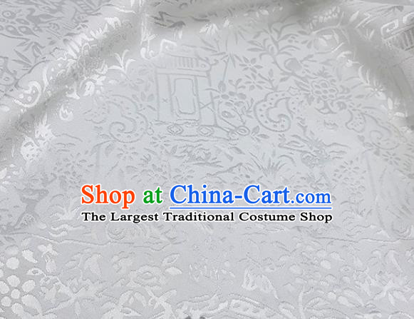 Chinese Hanfu Dress Traditional Dragon Pattern Design White Satin Fabric Silk Material Traditional Asian Cloth Tapestry