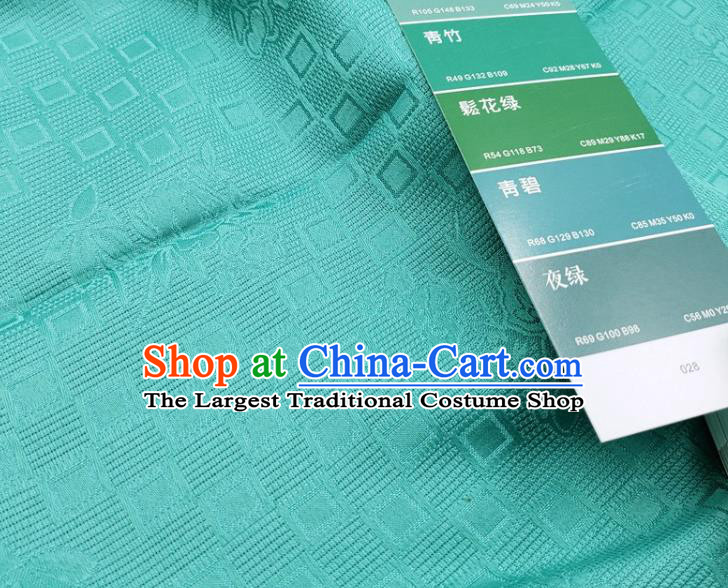 Chinese Traditional Rose Pattern Design Green Satin Jacquard Fabric Traditional Asian Hanfu Dress Cloth Tapestry Silk Material