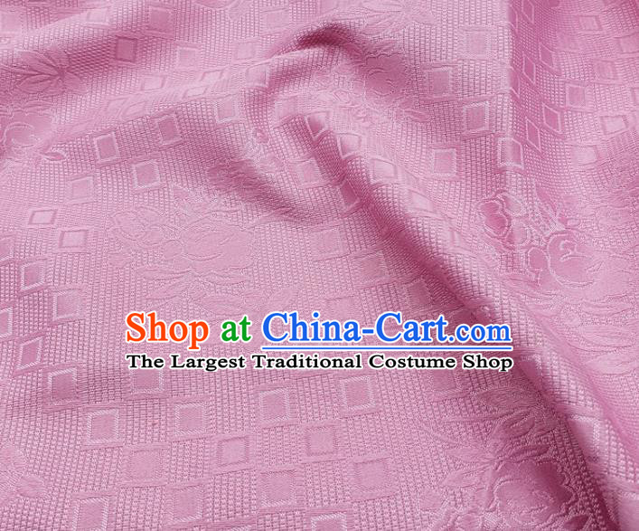 Chinese Traditional Rose Pattern Design Pink Satin Jacquard Fabric Traditional Asian Hanfu Dress Cloth Tapestry Silk Material