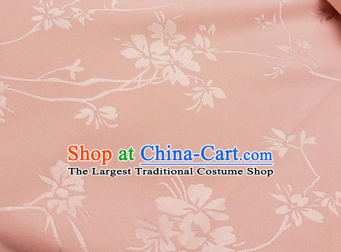 Top Quality Chinese Classical Flowers Pattern Orange Silk Material Traditional Asian Hanfu Dress Jacquard Cloth Traditional Satin Fabric