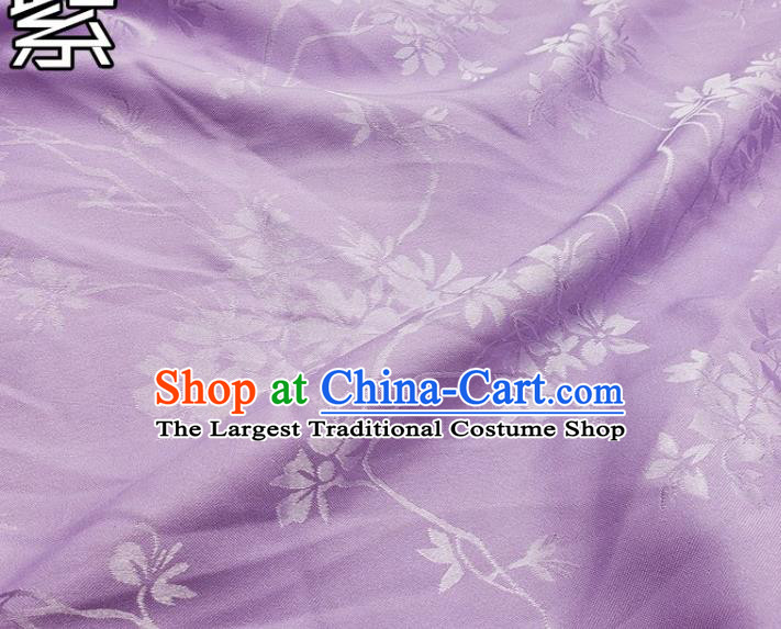 Top Quality Chinese Classical Flowers Pattern Lilac Silk Material Traditional Asian Hanfu Dress Jacquard Cloth Traditional Satin Fabric