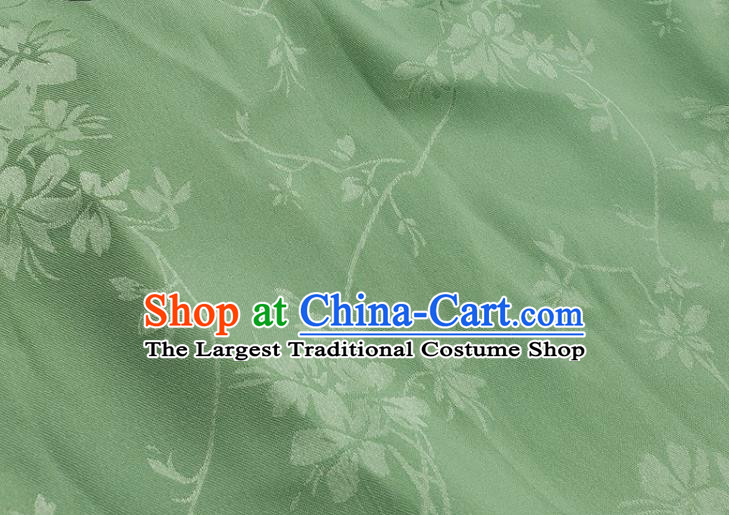 Top Quality Chinese Classical Flowers Pattern Light Green Silk Material Traditional Asian Hanfu Dress Jacquard Cloth Traditional Satin Fabric