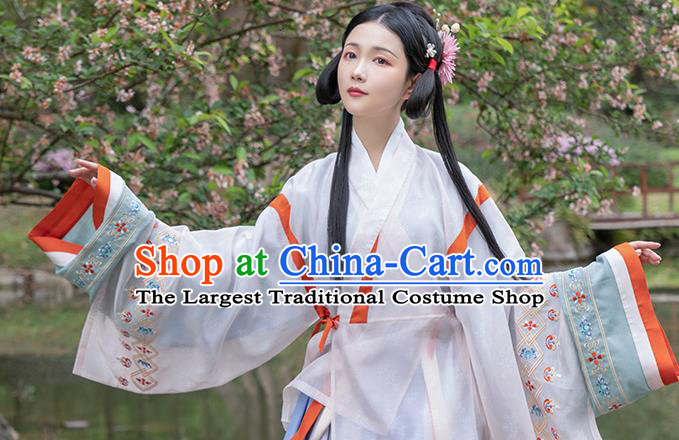 Traditional Chinese Jin Dynasty Noble Female Hanfu Apparels Ancient Royal Princess Embroidered Blouse and Skirt Historical Costumes for Women