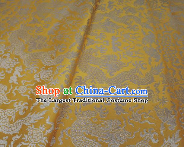 Chinese Classical Imperial Dragon Pattern Design Yellow Brocade Fabric Asian Traditional Tapestry Satin Material DIY Cloth Damask