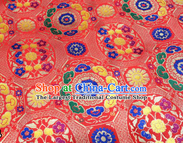 Chinese Classical Imperial Lucky Pattern Design Red Brocade Fabric Asian Traditional Tapestry Satin Material DIY Tibetan Cloth Damask