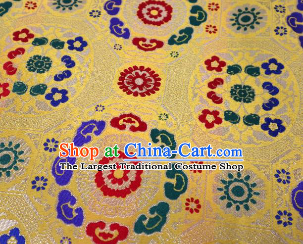 Chinese Classical Imperial Lucky Pattern Design Yellow Brocade Fabric Asian Traditional Tapestry Satin Material DIY Tibetan Cloth Damask