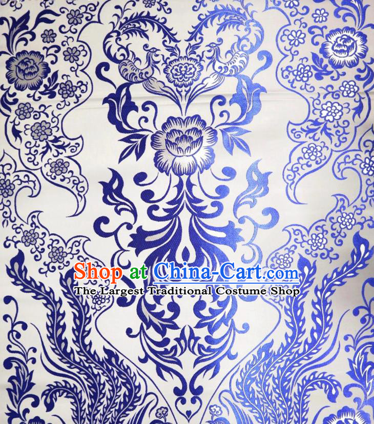 Chinese Classical Imperial Dragon Pattern Design White Brocade Cheongsam Fabric Asian Traditional Tapestry Satin Material DIY Cloth Damask