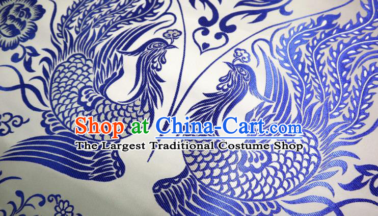 Chinese Classical Imperial Dragon Pattern Design White Brocade Cheongsam Fabric Asian Traditional Tapestry Satin Material DIY Cloth Damask